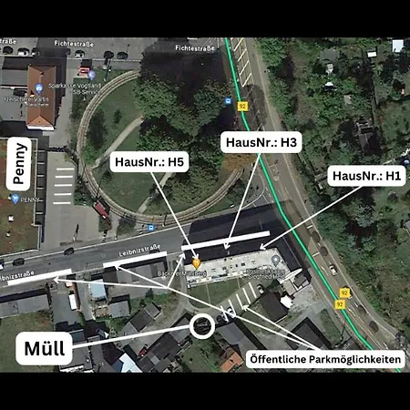 Wieko Leibnizstr. H3, 3.og Links * Плауэн